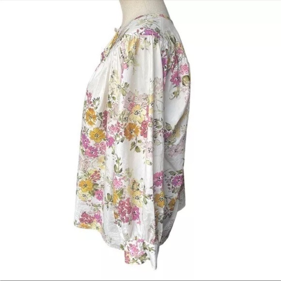 Johnny Was Jade Isabella Floral Three-Quarter Sleeve Blouse Cream Medium - Picture 4 of 6